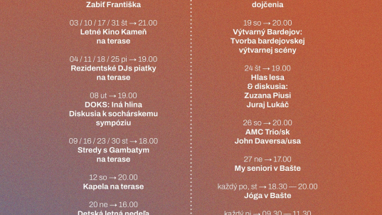 Program v Bašte: JÚL 2025