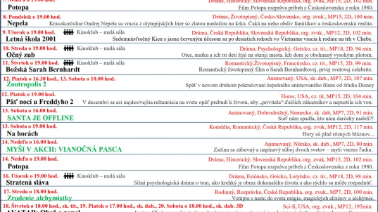 Program kino: DECEMBER 2025