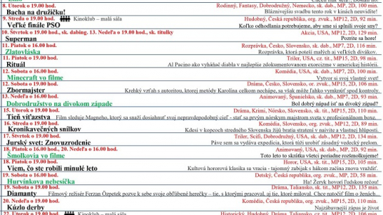 Program kino: JÚL 2025